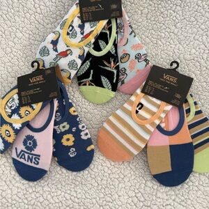 Womens Vans No-Show Sock Pack — Pastel Floral & Stripe Multi-Color